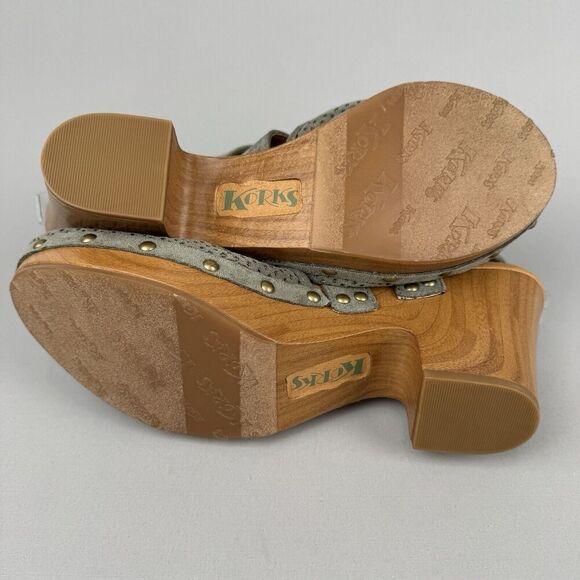 Korks By Kork Ease Clogs Womens 10‎ Green Studded Abloom Platform Slingback Boho - Picture 9 of 13